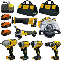 Juego de Herramientas Eléctricas Inalámbricas DW 7 en 1, 20V, Kit Combinado Multifunción, Llave Inglesa, Taladro, Destornillador, Amoladora, Batería de Litio