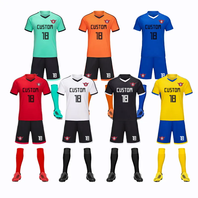 Aangepaste Kwaliteit Effen Ademend Snel Droog Goedkoopste Voetbalkleding Team Club Voetbal Jersey Uniform Voor Mannen