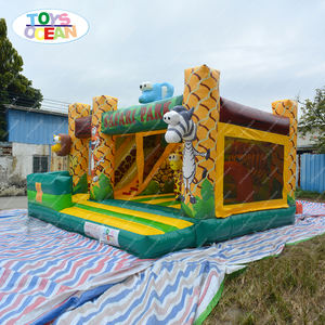 Nouveau parc de jeux gonflable sur le thème des animaux de la jungle, château gonflable avec toboggan, aire de jeux pour enfants - Product Image 4