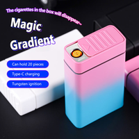 Étui à cigarettes carré 2-en-1 en plastique, étanche, écologique, durable, réutilisable, portable, avec fonction de recharge pour briquet électronique