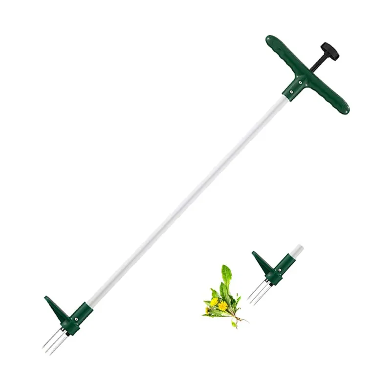 Stand Up Weeder Hand Tool Long Handle Garden Weeding Tool with 3 Claws