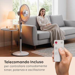 Chauffage oscillant à télécommande avec minuterie Carbon Element 550/1100W avec piédestal pour un chauffage domestique rapide à faible puissance - Product Image 6