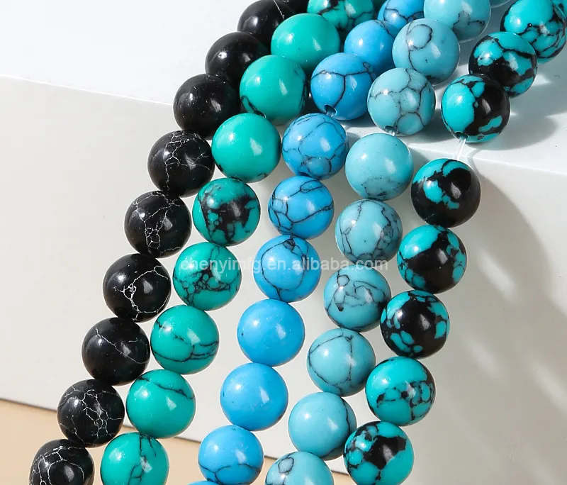Wholesale Man-made Stone Round Loose Bead Crystal Healing Gemstone Turquoise Loose Stone Beads