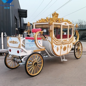 Limusina elegante boda turismo eléctrico carruaje de caballos dorado cuento de hadas carruaje de Victoria para promoción - Product Image 4