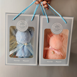Giá Rẻ 30*30Cm Tùy Chỉnh Khăn Đặt Món Quà Lưu Niệm Cưới Gấu Mặt Khăn San Hô Fleece Gấu Quà Tặng Khăn Với Gói Quà Tặng Túi PVC - Product Image 3