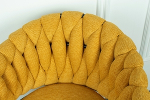 Lusso moderno nuovo velluto tessuto tessuto tessuto imbottito sedia da pranzo con gambe in metallo mobili per la casa - Product Image 6