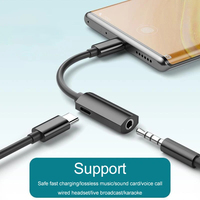 Convertidor 2 en 1 de Tipo-C a Conector de 3.5mm, Adaptador de Audio para Auriculares, Cable de Carga Auxiliar, No Compatible con HTC