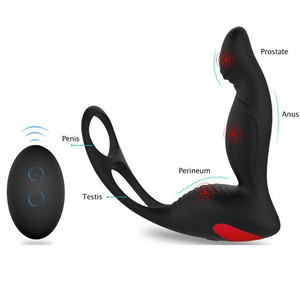Hochwertige vibrierende Vagina Anal Butt Plug mit <span class=keywords><strong>2</strong></span> Penis Ring 9-Gang Motor Vibrator China Prostata-<span class=keywords><strong>Massage</strong></span> gerät zu verkaufen - Product Image 1