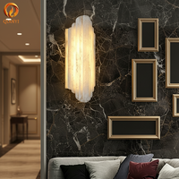 Applique Murale LED de Luxe en Marbre Italien avec Abat-jour en Albâtre, Design Anti-éblouissement pour Chambre à Coucher, Chevet, Appartement, Intensité Réglable Personnalisable