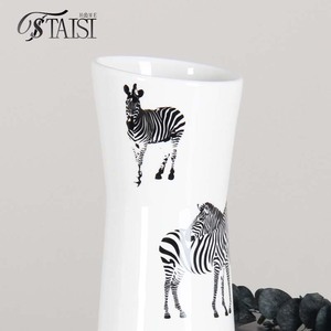 V131-GF Art Deco Porcelain <strong>Zebra</strong> <strong>Vase</strong> Tabletop Ceramic Flower Arrangement Elegant Bouquet <strong>Vase</strong> - Product Image 3