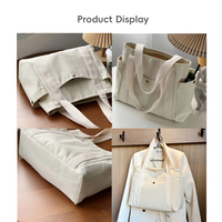 Sac Fourre-Tout en Coton Élégant Personnalisé pour Femmes, 16 oz, Sac de Courses en Toile avec Poches et Bandoulière, Réutilisable et Pliable