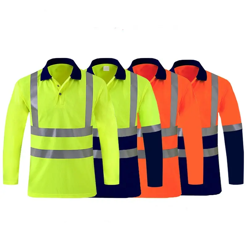 Hotsale bán buôn OEM khả năng hiển thị cao phản quang an toàn t Áo sơ mi Xây Dựng Kỹ Sư an toàn dài tay áo Hi VIS polo Áo sơ mi