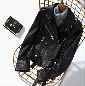 カスタムハイストリート女性用シープスキンバイカージャケットOEMジッパー開閉式本革バイクジャケット（レディース） - Product Image 4