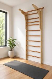 <span class=keywords><strong>Barra</strong></span> de Escalada Sueca de Madera de Haya Maciza para Niños y Adultos, Capacidad de 880 Libras, con <span class=keywords><strong>Barra</strong></span> de Dominadas Extraíble y <span class=keywords><strong>Barra</strong></span> para Flexiones, Gimnasio Interior - Product Image 4