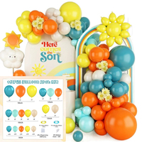 Kit d'arche de guirlande de ballons vert sauge, bleu poussière et beige pour la décoration de fêtes d'anniversaire de garçon, de baby shower et de révélation du sexe
