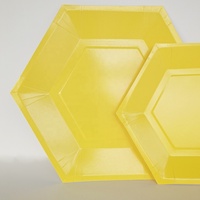 Assiettes jetables personnalisées imprimées, nouvelles, jaunes, hexagonales, 7 ou 9 pouces, assiettes à dîner, biodégradables