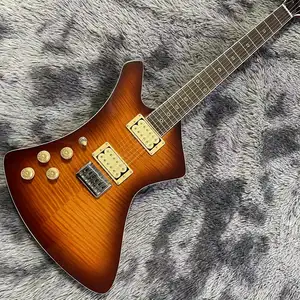 Custom flamed maple top left handed WASH A20 electric guitar in sunburst color