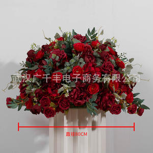 FB002 Venta al por Mayor de Fábrica, Bola de Tela con Flores Azules y Hojas Verdes, Centros de Mesa para Decoración de Bodas - Product Image 5