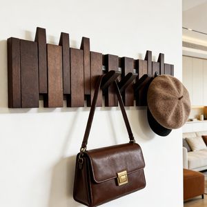 Porte-clés <span class=keywords><strong>mural</strong></span> rabattable à 8 crochets pour entrée, salon, chambre – Design à suspendre sur la porte ou comme porte-manteau style piano - Product Image 3