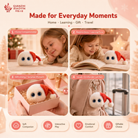 Juguete de Peluche Blanco con IA, Gorro de Santa Claus Navideño, Sensor Táctil con Vibración, Clonación de Voz por WiFi, Memoria de Larga Duración, Más de 50 Idiomas, Ojos LED