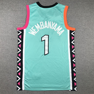 Tenues de basketball américaines brodées les plus populaires # 1 <span class=keywords><strong>Maillot</strong></span> de basket-ball Victor Wembanyama des <span class=keywords><strong>San</strong></span> <span class=keywords><strong>Antonio</strong></span> <span class=keywords><strong>Spurs</strong></span> pour homme - Product Image 3
