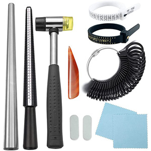 Juegos de mandril de EE. UU. Y Reino Unido con medio medidor de anillo Palo de ajuste de anillo de metal y martillo para hacer anillos y juego de herramientas de pulido - Product Image 1