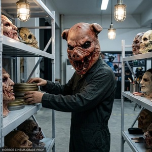 Masque <span class=keywords><strong>de</strong></span> tête <span class=keywords><strong>de</strong></span> cochon sanglant effrayant en latex naturel, accessoire <span class=keywords><strong>de</strong></span> costume d'<span class=keywords><strong>horreur</strong></span> animal monstre pour adulte, thème Noël, cosplay, halloween - Product Image 4