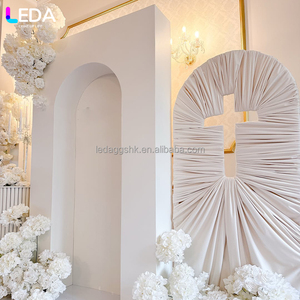 LEDA Wedding Party Events Decor Modern White <b>Square</b> Three-piece <b>Set</b> Acrylic Hanging Flower Backdrop - Product Image 3