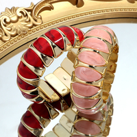Bracelet Élastique Femme de Haute Qualité, Vintage et Élégant, en Acrylique Plaqué Or, avec Perles Géométriques en Losange Irrégulier