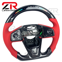 Volant de course sport en fibre de carbone personnalisé avec LED et revêtement cuir pour Honda Civic 10ème génération, CRV, Breeze, XRV