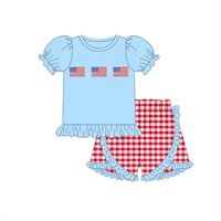 Nouvelle Collection 2026 : Tenues Smocked pour Enfants – Ensembles Boutique Filles Bébés et Tout-Petits pour le 4 Juillet avec Manches Bouffantes Festonnées