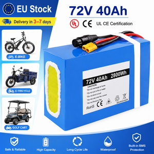 Batería de Litio Recargable de 72V 40Ah para Bicicleta Eléctrica, Triciclo Eléctrico, Carro de Golf, Resistente al Agua, con BMS Integrado y Conector de Enchufe, Stock en la UE - Product Image 1