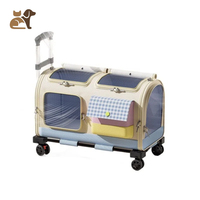 Sac de transport à roulettes haut de gamme grande capacité pour animaux de compagnie, bagage de voyage portable pour plusieurs chats, utilisation extérieure
