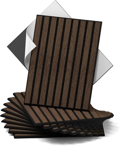 Panel Acústico de Madera de Nogal Oscuro con Revestimiento PET, Panel Acústico de Fibra de Poliéster para Decoración de Interiores - Product Image 1