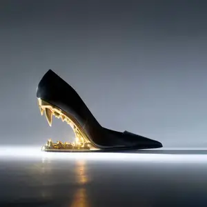 Shimol YZ4138 sandal wanita, hitam perak sepatu kustom mode 2024 gigi harimau untuk wanita sepatu hak tinggi