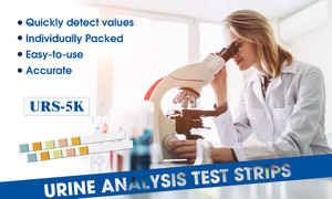 Bandelettes de test <span class=keywords><strong>urinaire</strong></span> 5 paramètres URS-5K (Glucose, pH, Protéines, Cétones, Sang) anti-interférence VC, 100 bandelettes, consommables médicaux IVD CE - Product Image 5