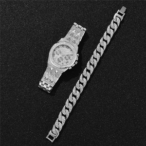 Mode doré femmes montres ensemble de bijoux classique <span class=keywords><strong>Rome</strong></span> luxe montre-bracelet plein diamant Quartz hommes ensemble montre et Bracelet - Product Image 4