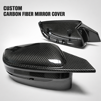 Coque de rétroviseur automobile en fibre de carbone sergé brillant moulée sur mesure OEM avec garniture étendue et supports à clipser