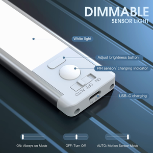Under Cabinet LED <b>Light</b> Rechargeable Wireless Motion <b>Sensor</b> Lamp Dimmable Magnetic Cabinet <b>Light</b> <b>for</b> Kitchen Closet Stair Indoor - Product Image 2