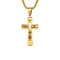 Liontin Salib Kristen Anti Air Anti Karat Lapis Emas 18K Bahan Stainless Steel Perhiasan Fashion Berkualitas Tinggi