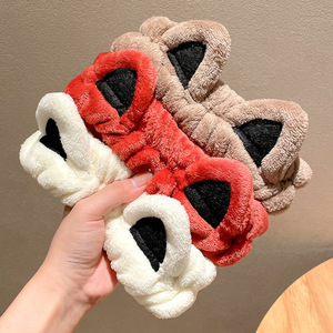 Moda karikatür peluş kedi kulak saç bandı kaymaz metalik başlık kadınlar için özel tasarım yüz yıkama Spa kafa bandı - Product Image 2