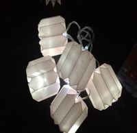 Mini lanterne en papier Origami imprimé en forme de cylindre, guirlande de papier d'éclairage, 10led pour la décoration de fête