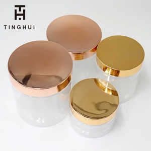 Tarro de Plástico Transparente Redondo Personalizado con Logotipo para Crema Cosmética o Exfoliante, 1oz 2oz 8oz 16oz 4oz, con Tapa Dorada o Rosa - Product Image 2