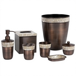ชุดอุปกรณ์ห้องน้ำทองแดงเจ็ดชิ้นทันสมัยตกแต่งด้วยมุกโบราณ - Product Image 1
