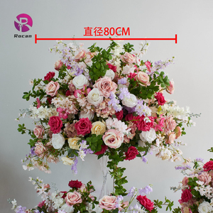 Centrotavola Floreale Decorativo per <span class=keywords><strong>Matrimoni</strong></span>, Sfere di Fiori Rosa Acceso, Bianco, Avorio, Verde e Viola - Product Image 4