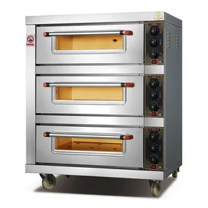 220 Volt 6.4kw Indus Trial Tiga Lapisan Enam Nampan Oven Listrik Komersial dengan Stainless Steel