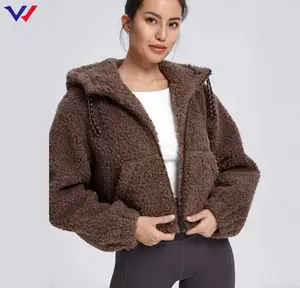 Veste en laine d'agneau Super douce et confortable pour femmes, coupe-vent polaire épaisse sherpa en peau de mouton veste courte mujer