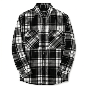 Camisa de Franela a Cuadros de Manga Larga para Hombre, de Alta Calidad, Corte Regular, Informal, de Algodón, con Botones - Product Image 1