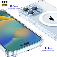 Coque de téléphone ATB Atouchbo avec charge magnétique sans fil, en TPU, étanche, antichoc, finition miroir, pour iPhone 14, coque transparente