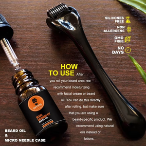 Vente chaude Organique Vegan Hommes Soins Toilettage Cadeau Ensemble Croissance Des Cheveux Barbe <span class=keywords><strong>Moustache</strong></span> Bois De Santal Croissance De <span class=keywords><strong>La</strong></span> Barbe Derma Rouleau Kit - Product Image 3